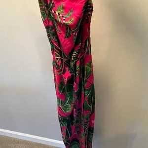 Brand New FARM Rio Pink Leaves Midi Dress - Small